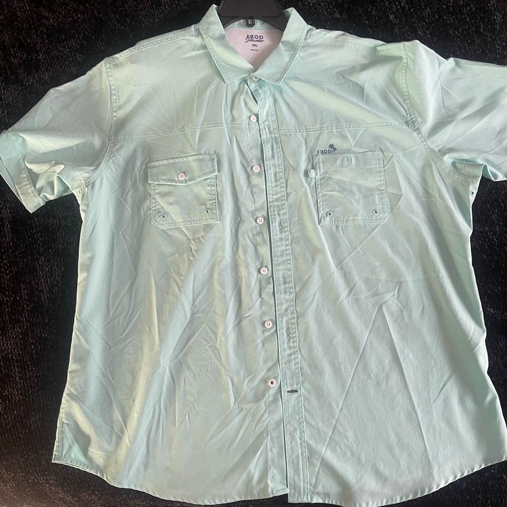 IZOD Men's Mint Green Casual Button Down Shirt